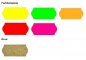 Preview: 26x12 Etiketten neutral spitze Ecken 36 Stück in verschiedenen Farben