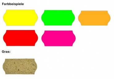 Preview: 26x12 Etiketten neutral spitze Ecken 36 Stück in verschiedenen Farben