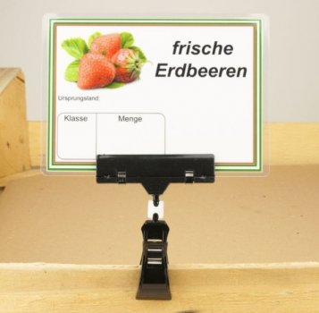 Preview: Gelenkklammer 104x80 mm schwarz mit Preisschildklammer