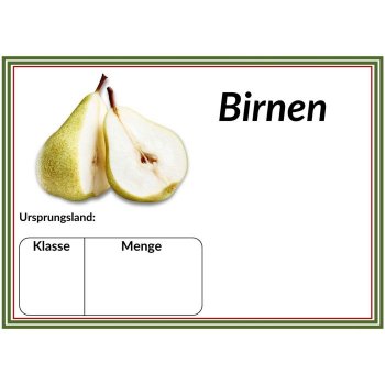 Laminatpreisschild DIN A 6 Birnen