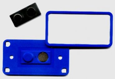 Namensschild 8,1x4,3 cm mit Magnet blau
