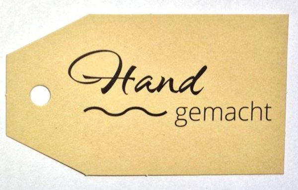 Anhängekarten 4x7cm "Hand gemacht" braun