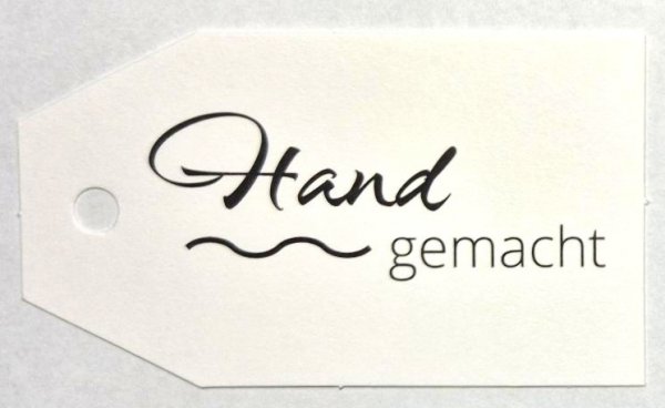 Anhängekarten 4x7cm "Hand gemacht" weiß