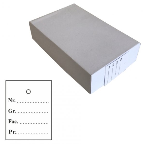 Kartonetiketten 35x45mm weiss LINIERT und BEDRUCKT