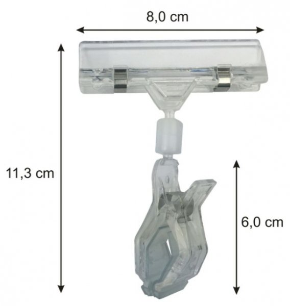 Gelenkklammer 110x80 mm transparent mit Preisschildklammer