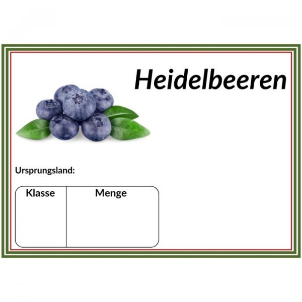 Laminatpreisschild DIN A 6 Heidelbeeren