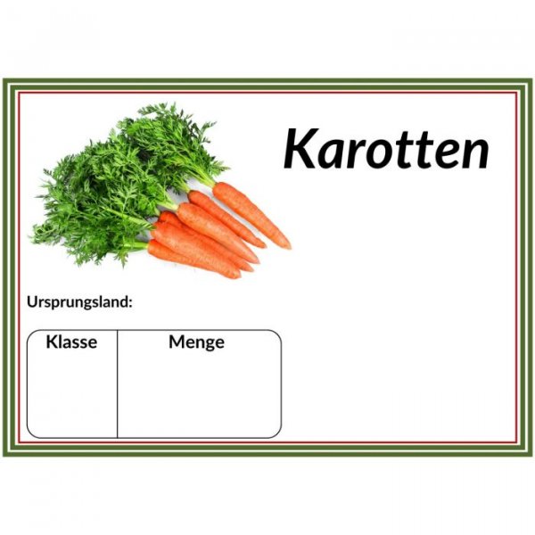 Laminatpreisschild DIN A 6 Karotten