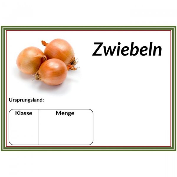 Laminatpreisschild DIN A 6 Zwiebeln